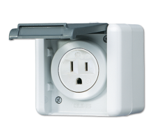 USA-стандарт NEMA, 2 полюса + заземление, 15А 125V~; для накладного монтажа  821-15USW  Jung
