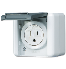 USA-стандарт NEMA, 2 полюса + заземление, 15А 125V~; для накладного монтажа  821-15USW  Jung