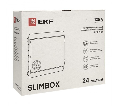 Щит распределительный встраиваемый ЩРВ-П-24 "SlimBox" белая дверца IP41 PROxima  sb-v-24w  EKF