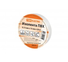 Изолента ПВХ 0,13*15мм Белая 20м   SQ0526-0011  TDM