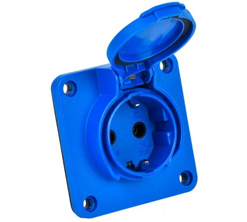 Розетка панельная 2Р+РЕ 16А у/ф з/к с крышкой IP54 синяя MAGNUM РП17-3  PSN71-016-3-4-54-K07  IEK