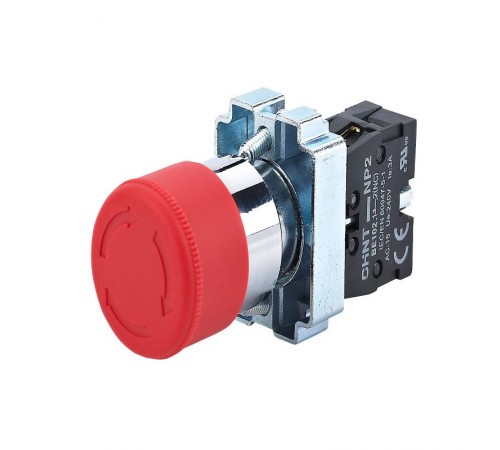 Кнопка управления "Грибок" 30мм фиксацией NP2-BS442 без подсветки красная 1НЗ, IP40 (R)  574012  CHINT