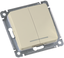 ВС10-452-01 Выключатель скрытой установки, двухклавишный, с индикацией, механизм, цвет слоновая кость  ВС10-452-01  HEGEL