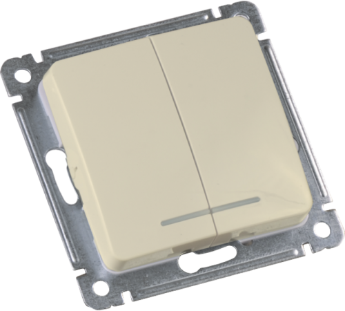 ВС10-452-01 Выключатель скрытой установки, двухклавишный, с индикацией, механизм, цвет слоновая кость  ВС10-452-01  HEGEL