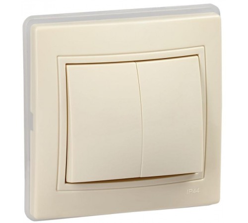 КВАРТА Кремовый Выключатель 2-клавишный ВС10-2-0-ККм-44 10А  KV-V20-10-44-K33  GENERICA
