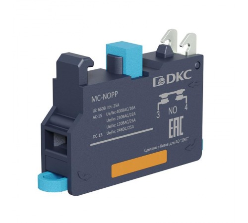Контактный блок с клеммным безвинтовым  зажимом, нормально-открытый  MC-NOPP  DKC