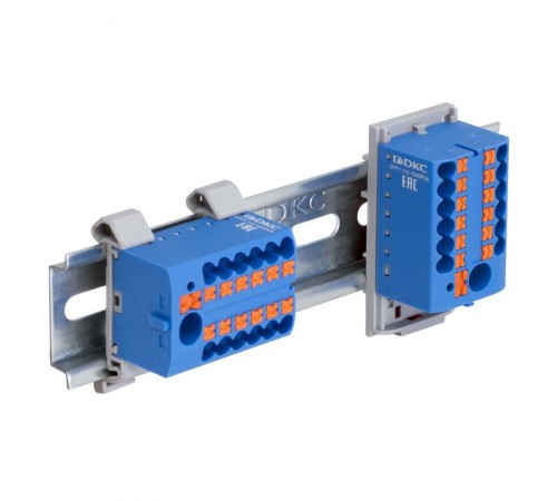 Блок распределительный, зажим push-in, 12 точек подключения 2,5 кв.мм, синий  DTP1-012-04SPUB  DKC