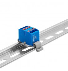 Блок распределительный с гориз. адаптером на рейку шириной 35мм, зажим push-in, 6 точек подключения 2,5 кв.мм, синий  DTP1-006-04SPUB-H  DKC