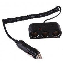 Разветвитель автоприкуривателя 3 гнезда шнур спираль 1.5 м  16-0224  REXANT