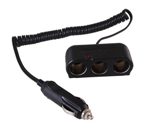 Разветвитель автоприкуривателя 3 гнезда шнур спираль 1.5 м  16-0224  REXANT