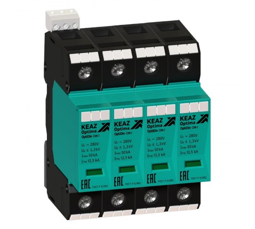 Ограничитель импульсных перенапряжений (УЗИП) OptiDin OM-I-4-280/12,5/RS  114263  КЭАЗ