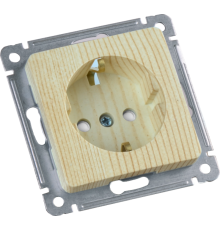 Розетка скрытой установки, одноместная, с заземляющим контактом, со шторкой, механизм, цвет сосна  РС16-412-02  HEGEL