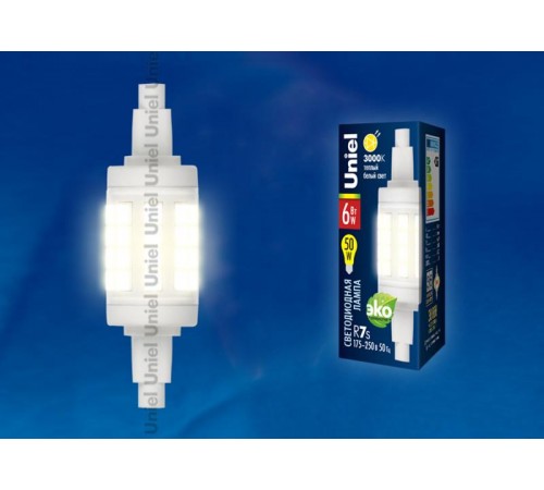 Лампа светодиодная LED-J78-6W/WW/R7s/CL PLZ06WH LED 6W прозр цоколь R7s  UL-00001554  Uniel