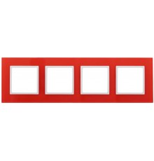 14-5104-23 Рамка на 4 поста, стекло, Эра Elegance, красный+бел  Б0034532  ЭРА