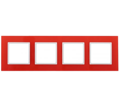14-5104-23 Рамка на 4 поста, стекло, Эра Elegance, красный+бел  Б0034532  ЭРА