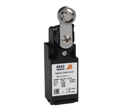 Выключатель концевой OptiLiS D4N-4125 рычаг металлический с роликом металлическим EN 50047 XCKN2119P20  365309  КЭАЗ