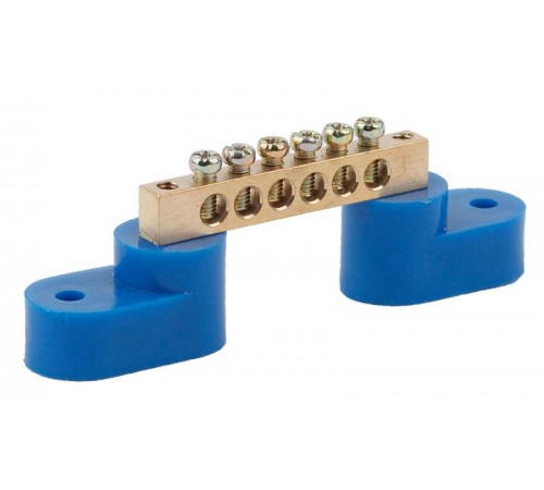 Шина N "ноль" на двух угловых изол ШНИ-6х9-6-У2-синий NO-222-55  Б0033435  ЭРА