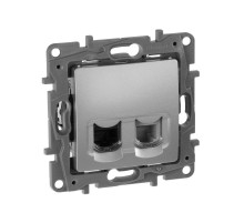 Etika Алюминий Розетка телефонная + компьютерная (RJ11+RJ45) 5 кат. UTP  672452  Legrand