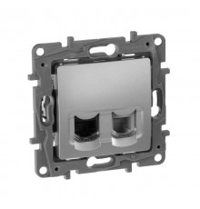 Etika Алюминий Розетка телефонная + компьютерная (RJ11+RJ45) 5 кат. UTP  672452  Legrand