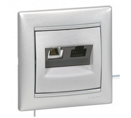 Etika Алюминий Розетка телефонная + компьютерная (RJ11+RJ45) 5 кат. UTP  672452  Legrand