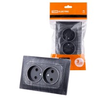 Розетка двойная 2П 10А 250В старинное серебро "Лама"  SQ1815-0665  TDM