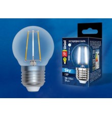 Лампа светодиодная LED-G45-9W/4000K/E27/CL PLS02WH LED. "шар", прозр. 4000К Серия Sky  UL-00005175  Uniel