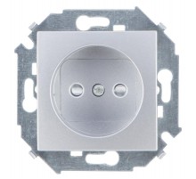 Simon 15 Алюминий Розетка б/з со шторками, 16А 250В, винт. зажим  1591444-033  Simon