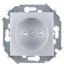 Simon 15 Алюминий Розетка б/з со шторками, 16А 250В, винт. зажим  1591444-033  Simon