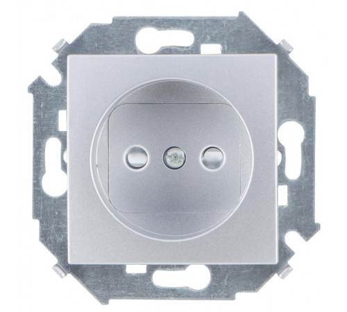Simon 15 Алюминий Розетка б/з со шторками, 16А 250В, винт. зажим  1591444-033  Simon