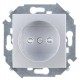 Simon 15 Алюминий Розетка б/з со шторками, 16А 250В, винт. зажим  1591444-033  Simon