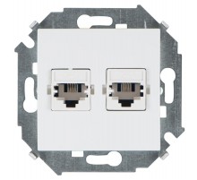 Simon 15 Белый Розетка телефонная двойная RJ11, винт. зажим  1591589-030  Simon