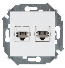 Simon 15 Белый Розетка телефонная двойная RJ11, винт. зажим  1591589-030  Simon