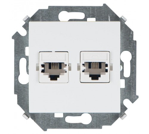 Simon 15 Белый Розетка телефонная двойная RJ11, винт. зажим  1591589-030  Simon