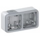 Plexo Серый Коробка 3-ая для наружного монтажа горизонтальная IP55  069680  Legrand
