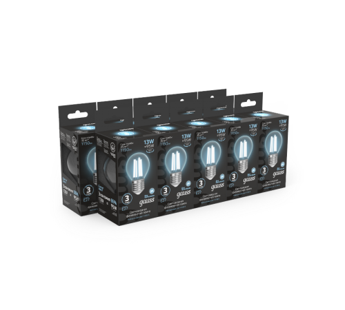 Лампа светодиодная Filament Шар 13W 1150lm 4100К Е27 LED 1/10/50  105802213  Gauss