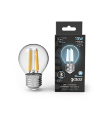 Лампа светодиодная Filament Шар 13W 1150lm 4100К Е27 LED 1/10/50  105802213  Gauss