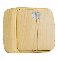 Выключатель 2-клавишный ОП Минск 10А с индикатором светлое дерево EKF  EGV10-123-30  EKF