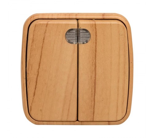 Выключатель 2-клавишный ОП Минск 10А с индикатором светлое дерево EKF  EGV10-123-30  EKF