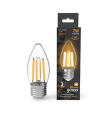 Лампа светодиодная Filament Свеча 7W 550lm 2700К Е27 LED 1/10/50  103802107  Gauss