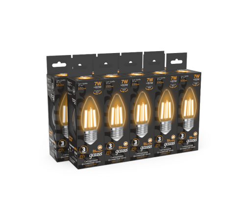Лампа светодиодная Filament Свеча 7W 550lm 2700К Е27 LED 1/10/50  103802107  Gauss
