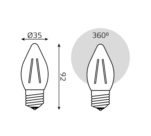 Лампа светодиодная Filament Свеча 7W 580lm 4100К Е27 LED 1/10/50  103802207  Gauss