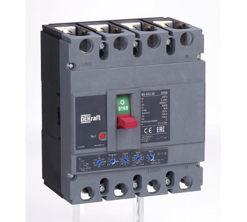 Автоматический выключатель 4P 250А c Ir=100А-250А 50кА    21161DEK   DEKraft