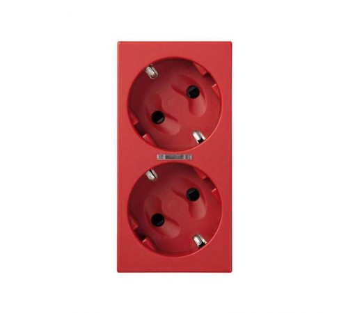Simon CIMA 500 Розетка дв. 2P+E Schuko, шторки, индикатор, 16А 250В, клеммы: зажим+винт, 50х100мм, 500 CIMA, красн  50010472-037  Simon