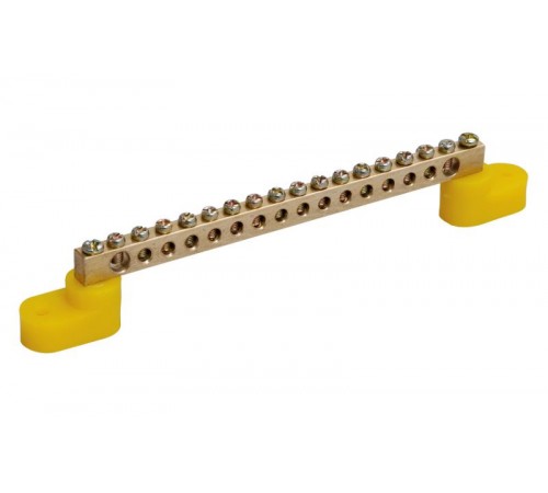 Шина PE "земля" на двух угловых изоляторах ШНИ-8х12-16-У2-Ж  YNN10-812-16C2-K05  IEK