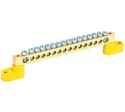 Шина PE "земля" на двух угловых изоляторах ШНИ-8х12-16-У2-Ж  YNN10-812-16C2-K05  IEK