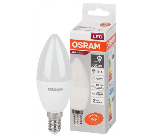 Лампа светодиодная LED Value CL- B 7W/840 230V E14 10X1  4058075578944  OSRAM