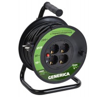 Катушка УК30 с т/з 4 места 2P+PE/30м 3х1,0мм2  WKP10-10-04-30-G  GENERICA