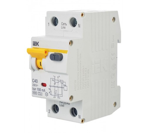 Выключатель автоматический дифференциального тока АВДТ 32 1п+N 40А C 100мА тип A  MAD22-5-040-C-100  IEK