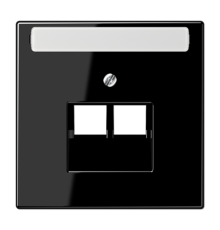 Крышка для сдвоенной телефонной и компьютерной розетки UAE с полем для надписи; черная  LS969-2NAUASW  Jung