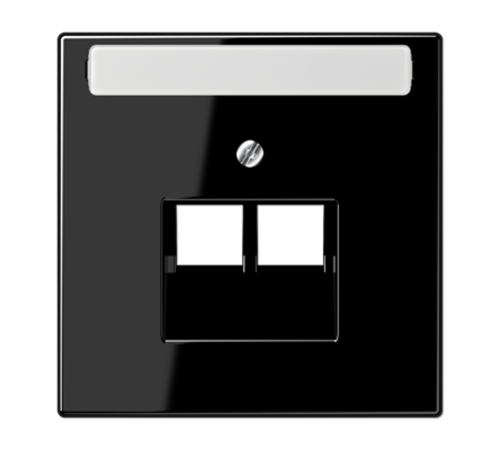 Крышка для сдвоенной телефонной и компьютерной розетки UAE с полем для надписи; черная  LS969-2NAUASW  Jung